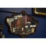Mahogany carved shield framed mirror L90cm x 69cm