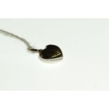 9ct white gold puffed heart pendant/charm, length including bale 8mm, 0.41 gram