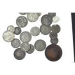 Mostly British silver coins & a 1854 penny