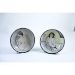 Paul Jackson studio pottery, pair of bowls with nude figures.18cm diameter