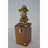 Brass theodolite, 21cm high, with wooden case