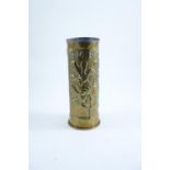 WWI Trench art shell case dated 1916 with leaf relief and 'Cambra' - 23cm height