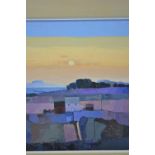 Oil on board titled 'Evening Shadows' by Mary Pym (Born 1935-) 72cm x 77cm inclusive of frame.