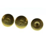 Pair of 18ct gold bachelor buttons, gross weight 3.2 grams, & one 9ct gold bachelor button, 0.59 gra