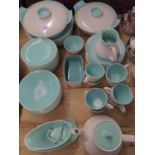 Poole Pottery twin tone part dinner & tea set, including vegetable tureens, teapot, coffee pot etc.