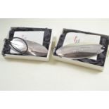 Two Concord boxed HM silver luggage tags