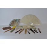 13 Vintage and antique fans Inc, hand painted Georgian and oriental