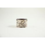 Chinese export silver napkin ring, engraved with a bird & reeds & initials 'CS', indistinct marks, 3