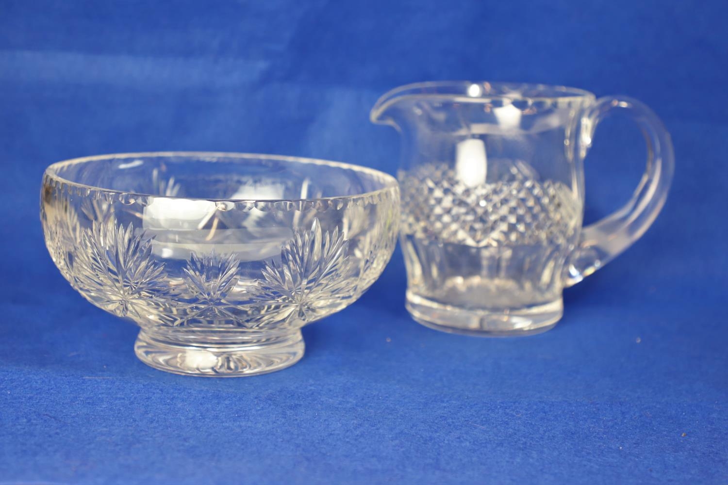 Waterford crystal jug, 15cm high & Edinburgh crystal bowl, 20cm diameter 