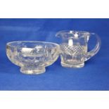 Waterford crystal jug, 15cm high & Edinburgh crystal bowl, 20cm diameter