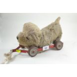 Vintage pull along stuffed terrier dog toy