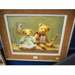 Oil painting of teddy bears by Deborah Jones H 59cm W 49cm
