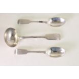 Pair of late Victorian teaspoons & a sauce ladle, maker GMJ, London 1894, gross weight 118 grams