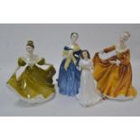 Four Royal Doulton figures, including Lynne HN 2329, Kirsty HN 2381, Adrienne HN 2304 & Sentimental