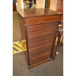 Mahogany tambour fronted Filing cabinet with 12 sliding trays. L49cm x D38cm x H92cm