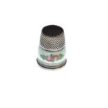 White metal, enamel & glass thimble, enamel loss