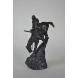 After Frederick Remington, bronze figure of 'Mountain Man', depicting a trapper on horseback on stee
