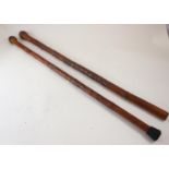 2 x Bamboo oriental caved walking sticks