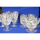 Waterford crystal nine wine glasses & nine berry bowls