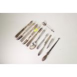 Collection of silver flatware & handles, various makers & dates, gross weight 232 grams, together wi