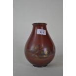 Japanese Meiji period bronze vase, decorated with Mandarin ducks, seal marks to side, 18cm high