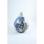 Paul Jackson bulbous studio pottery vase depicting nude figures. 26cm high