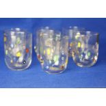 Seven millefiori decorated tumblers, 11.5cm high