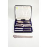 Silver page turner, maker GB & Sons, London, silver HM butter knife, gross weight 68 grams, & seven