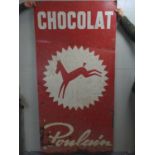 Large metal vintage Poulain Chocolat sign. Height 2m x 1m