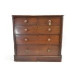 Mahogany 2 over 3 chest of drawers with barley twist type details to side. W110cm D52cm H105cm.