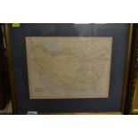 Vintage coloured map of Persia, Afganistan &amp; Beloochistan 46cm x 39xm