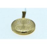 9ct gold locket, diameter 26mm, length including bale 37mm, gross weight 7.27 grams