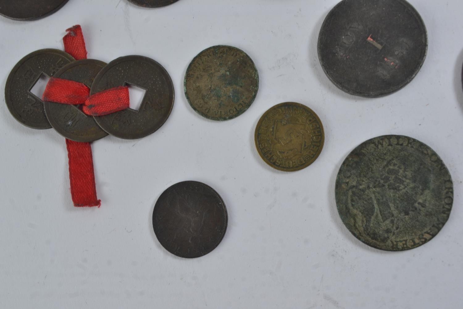 Quantity of old coins inc. Georgian penny and WWII defence medal etc.  - Image 6 of 6