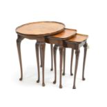 Nest of Walnut topped tables with cabriole legs.