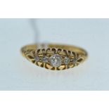 18ct gold &amp; five diamond ring, size M1/2, 2.87 grams