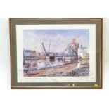 Ltd. Ed. framed print of Pegasus Bridge, Calvados. With multiple signatures. 79cm x 63cm