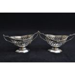 Pair of small silver fretted baskets, makers mark D &amp; F, Birmingham 1902, gross weight 68 grams