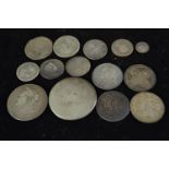 Mostly Georgian silver coins, including a 1795 penny, gross weight 82.31 grams