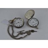 Two silver cased pocket watches with subsidiary seconds including open faced &amp; a full hunter, to