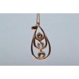 9ct rose gold &amp; morganite pendant &amp; chain, pendant length including bale 29mm, chain circumf