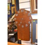 Deco style wooden wall clock with large metal numbers. W30cm H50cm.