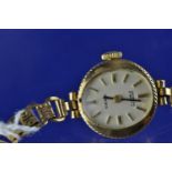 9ct gold cased ladies Everite watch, 17 jewels incabloc, with rolled gold strap