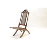French walnut cane backed &amp; seated folding chair.