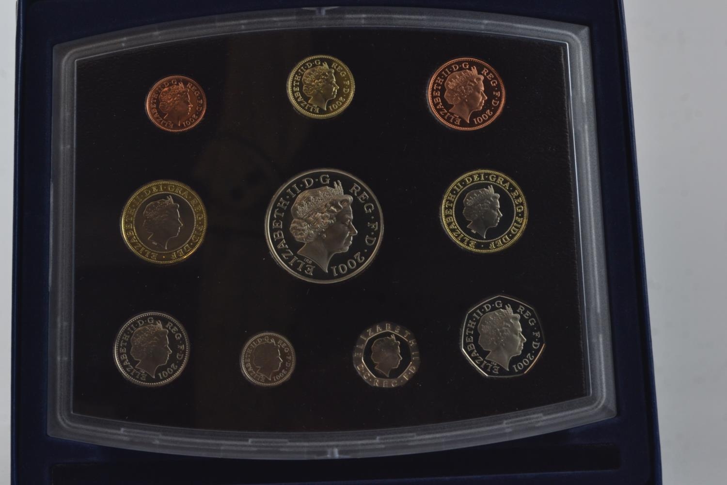 Nine Royal Mint UK proof coin sets in presentation boxes, including 2001 Glimpses of the Victorian E - Image 2 of 2