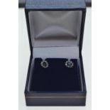 Pair of 9ct gold, sapphire &amp; diamond cluster earrings, gross weight 1.16 grams