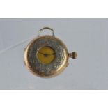 14ct gold cased ladies half hunter pocket watch, case diameter 35mm