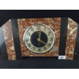 Marble and slate Mantle clock. W43cm D10cm H23cm.