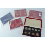 Royal Mint boxed George VI 1950&nbsp;UK proof coin set, two 1967 coin sets, George V five penny set