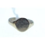 9ct gold signet ring, unmarked to front, size L, 4.3 grams
