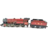 Electric 0 gauge Royal Scot 6100 loco &amp; tender train model. Maker unknown. Loco length: 305mm, h